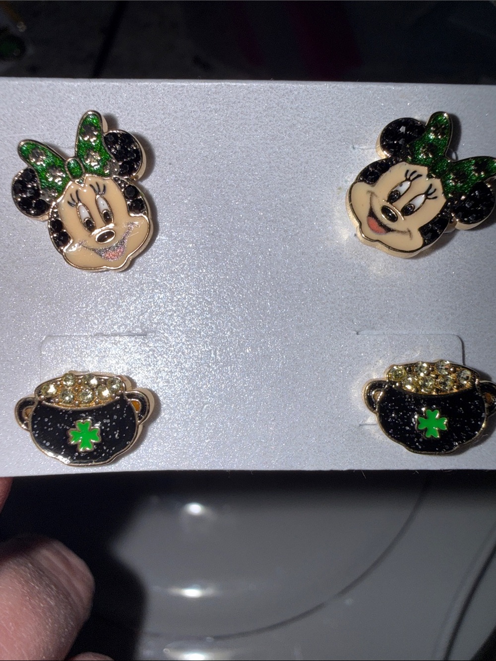 BaubleBar Disney Minnie Mouse St. Patrick’s Day Stud Earrings NWOT Shamrock